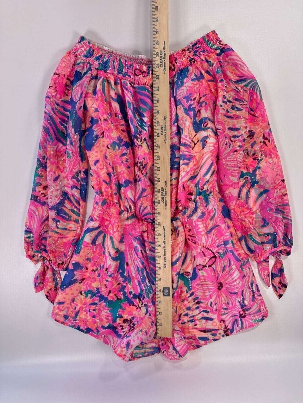 Lilly Pulitzer Women’s Romper Off Shoulder Silk Metallic Myri XS - Picture 11 of 13